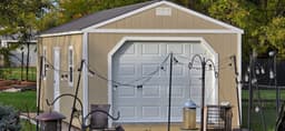 Amish-built garage with LP SmartSide siding at a customer property in Southern Michigan