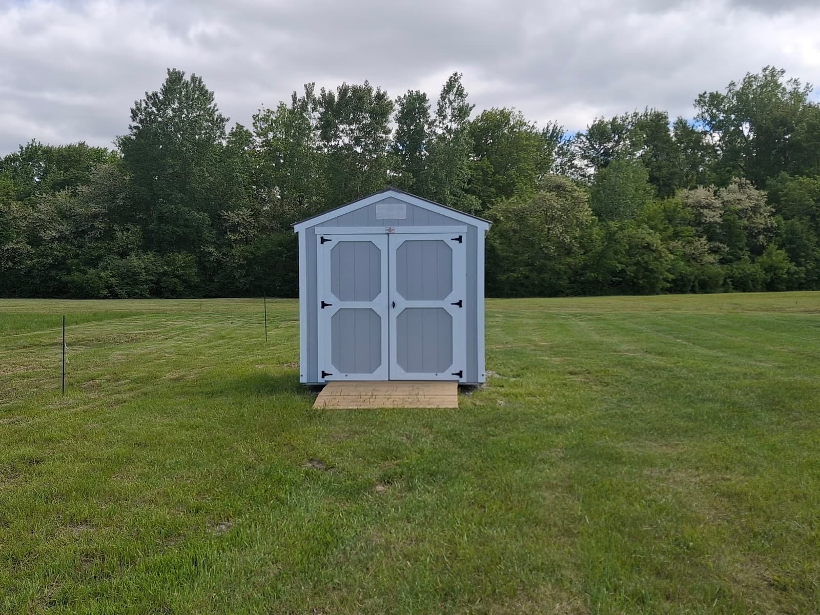 Utility shed delivered to a customer property