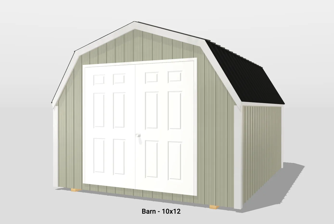 10x12 barn with double doors and black roof