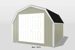 10x12 barn with double doors and black roof