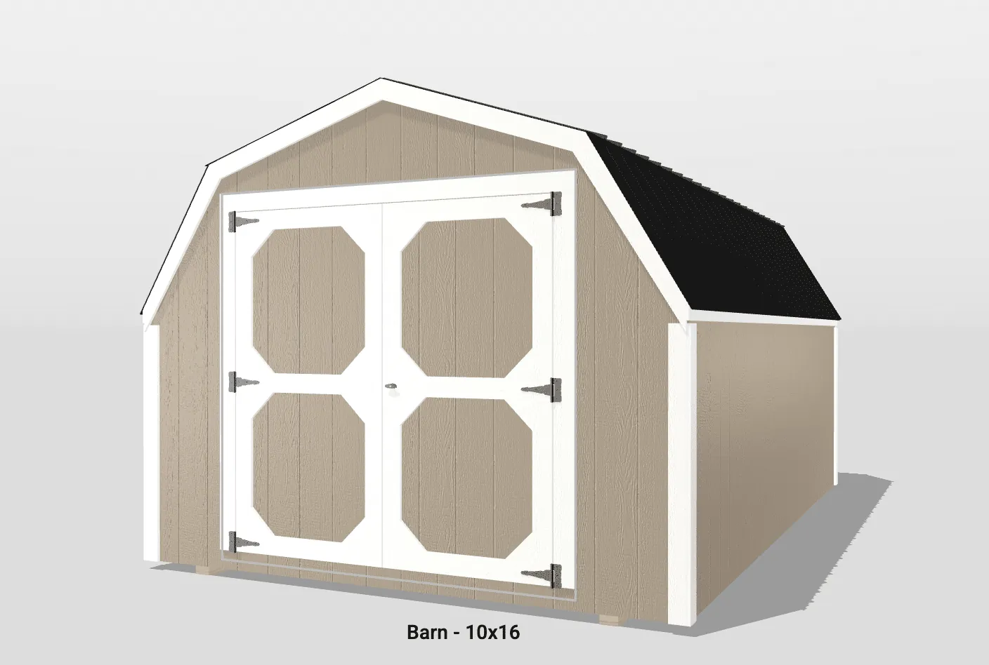 10x16 barn with double doors and gable roof
