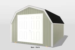 3D model of barn with double doors.