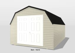 3D rendering of beige barn shed