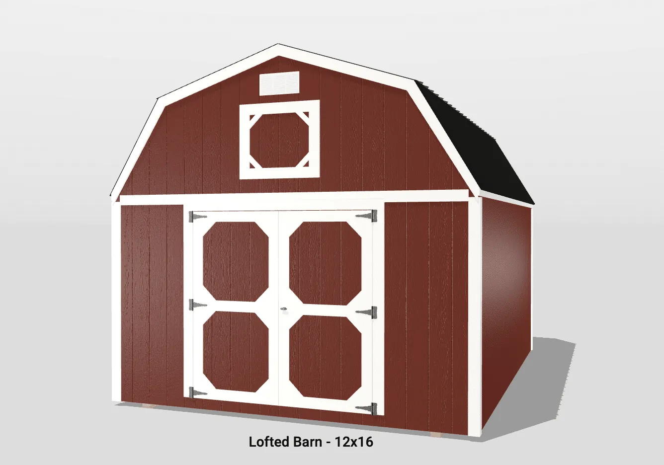 Red and white lofted barn 12x16.