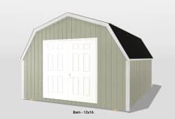 3D model of a barn with double doors.