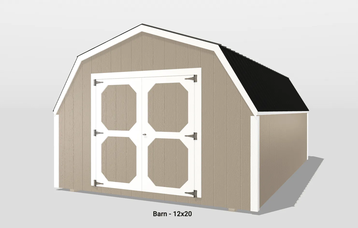 12x20 barn with dual white doors