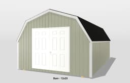 12x20 barn with double doors and black roof