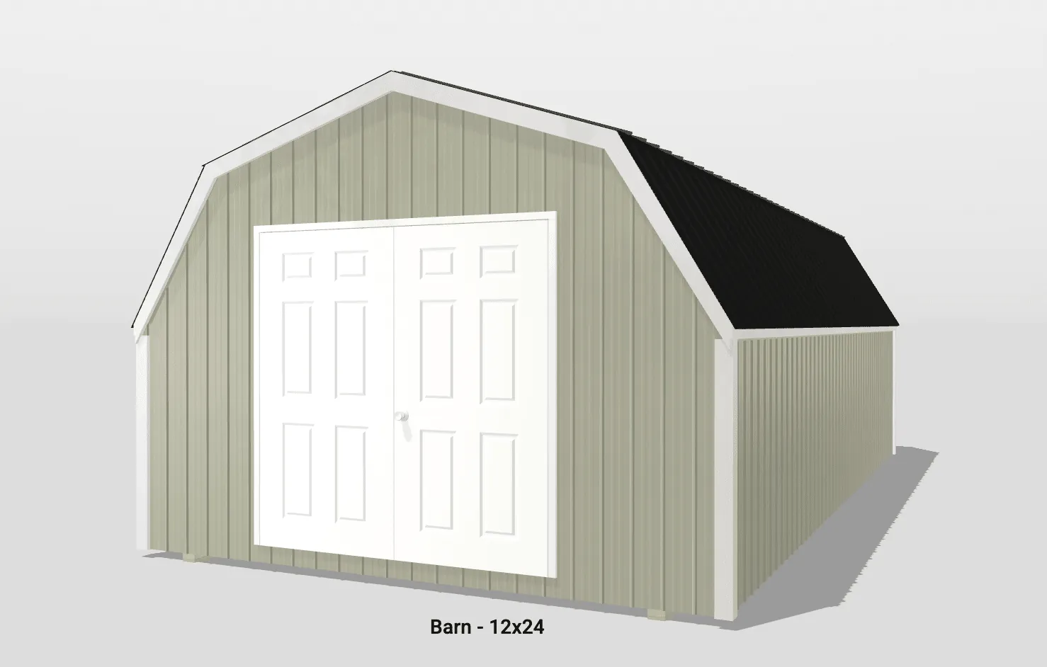 3D model of barn, 12x24 feet dimensions.