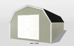 12x28 beige barn with double doors.