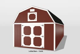 Red lofted barn with double doors