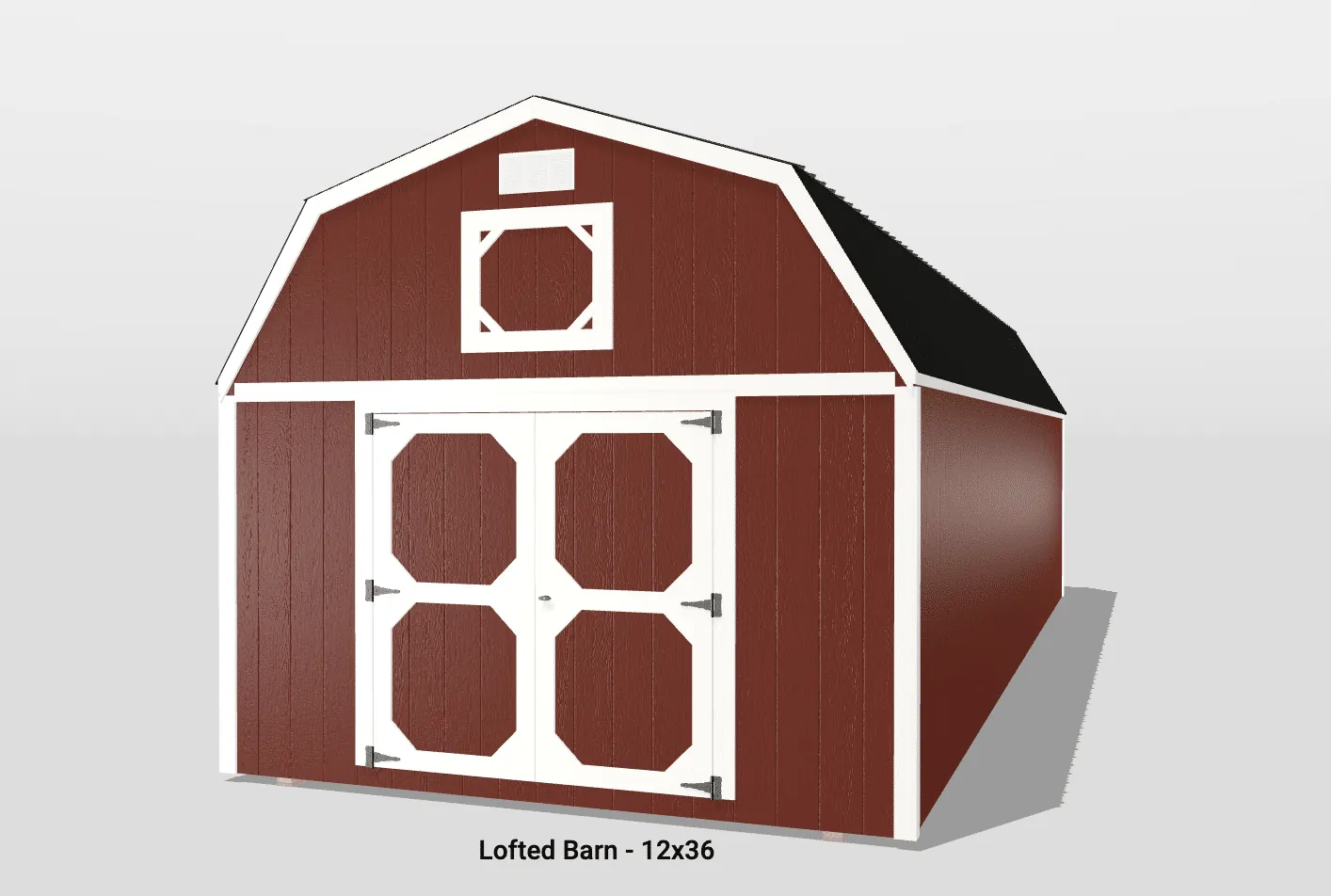Red lofted barn with double doors