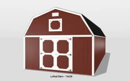Red lofted barn with double doors, 14x36