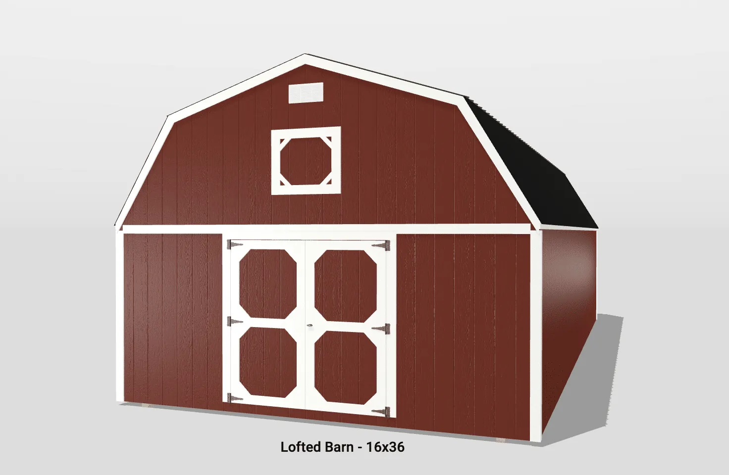 Red lofted barn with double doors