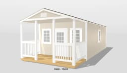 Beige cabin with porch, labeled 12x24.