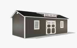 Modern dark gray shed with double doors