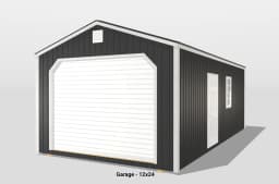 Black and white garage, size 12x24.