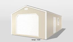 14x28 beige garage with white door and window