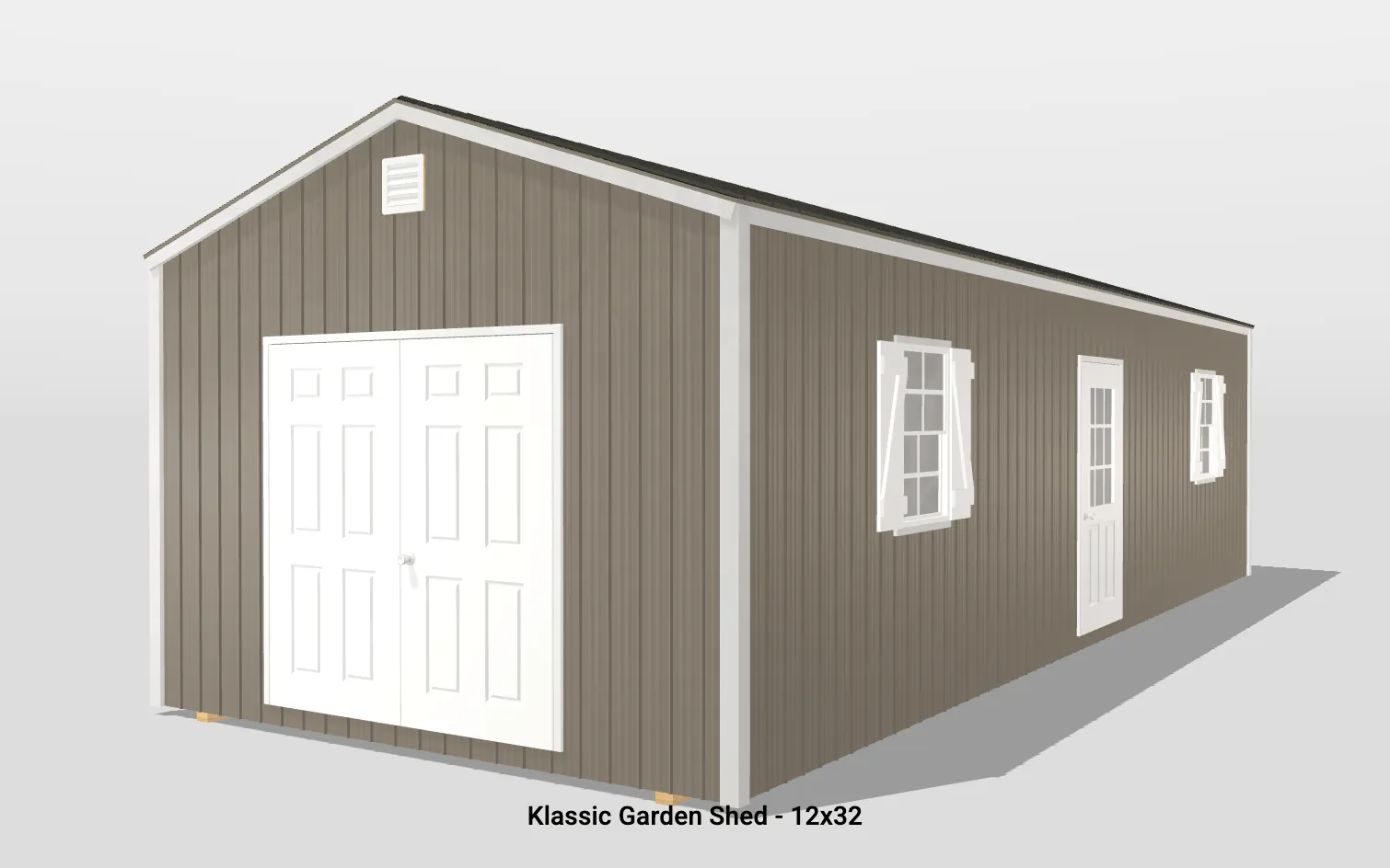 Klassic garden shed with double doors, windows