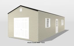 12x32 Klassic garden shed with beige siding.