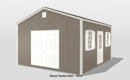 Klassic garden shed with windows and door, 14x16 size.