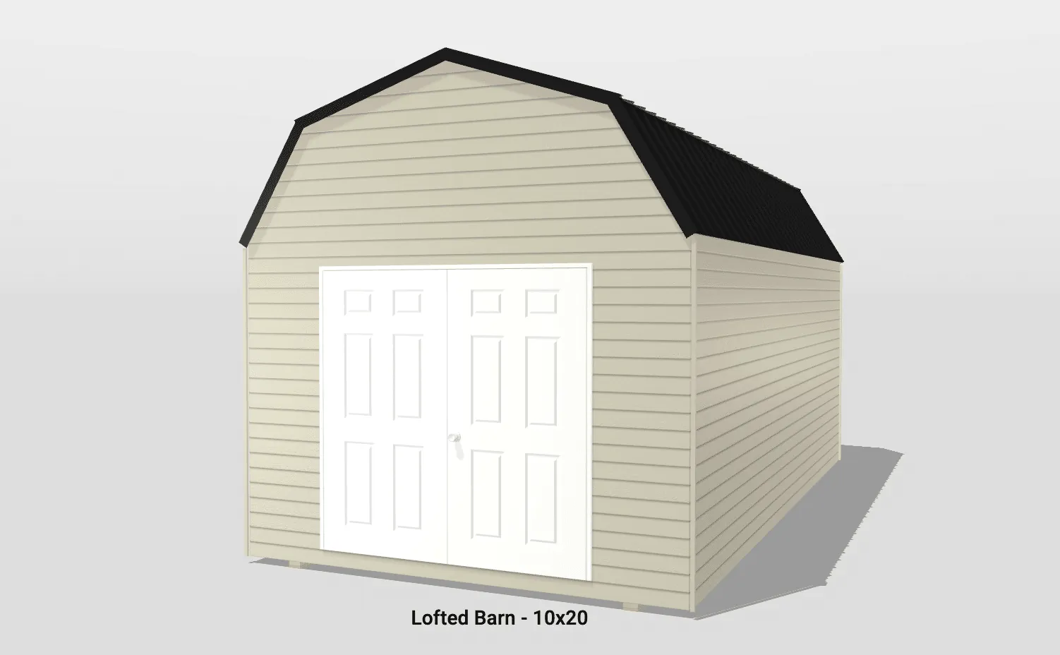 3D model of a 10x20 lofted barn