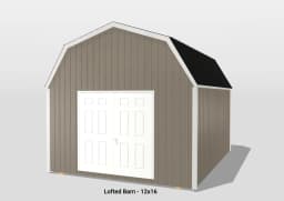 Lofted barn with double doors, 12x16 size