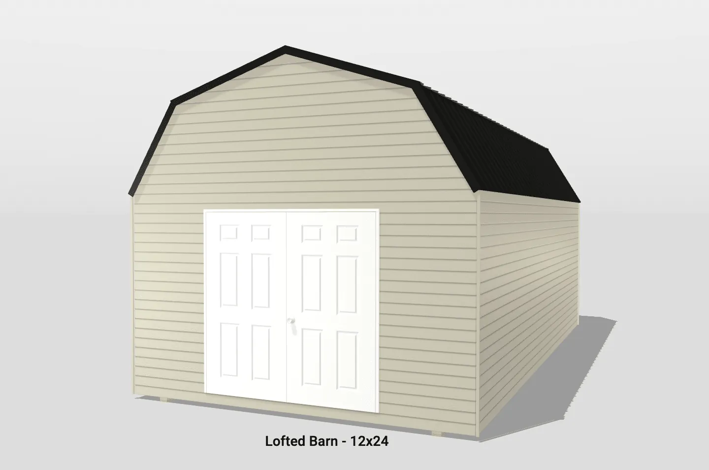 12x24 lofted barn with double doors.