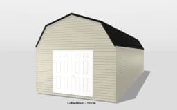 Beige lofted barn with double doors, 12x36 size.