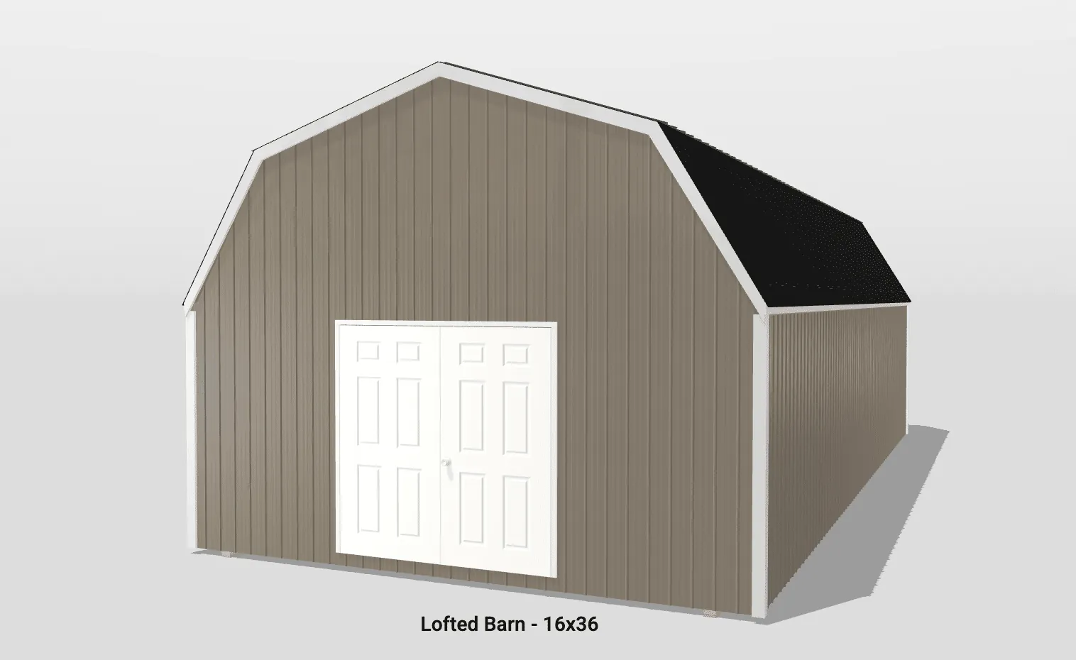 3D model of lofted barn with door