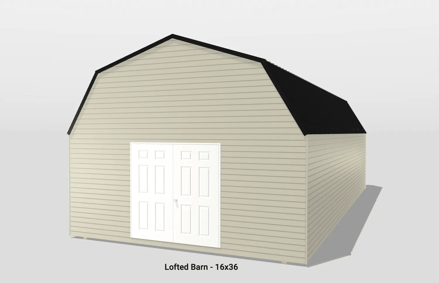 16x36 lofted barn with double doors.