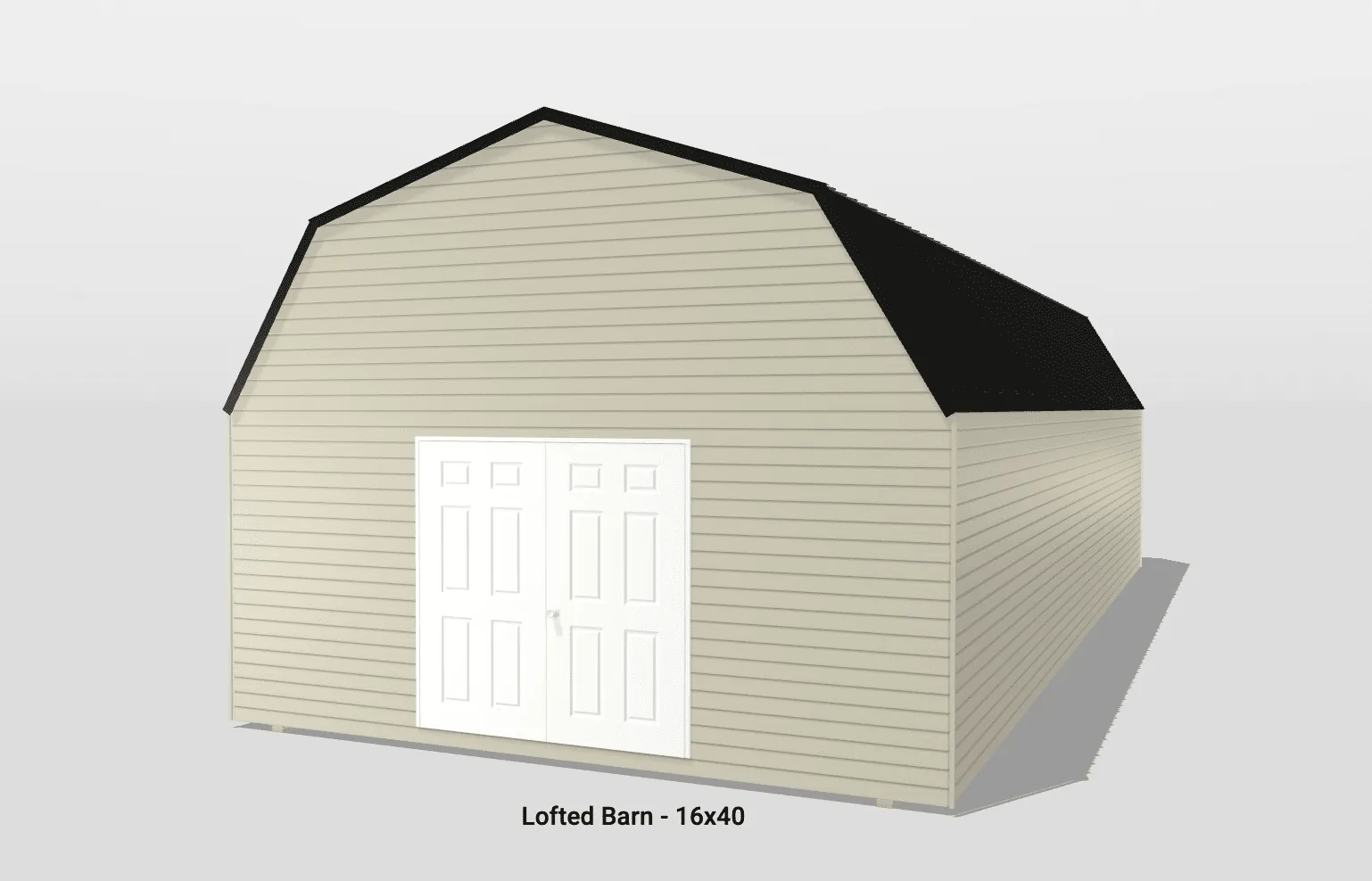 Lofted barn 16x40 with double doors.