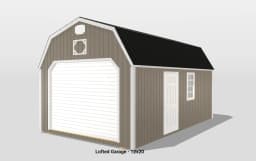 Lofted garage exterior, 12x20 size.