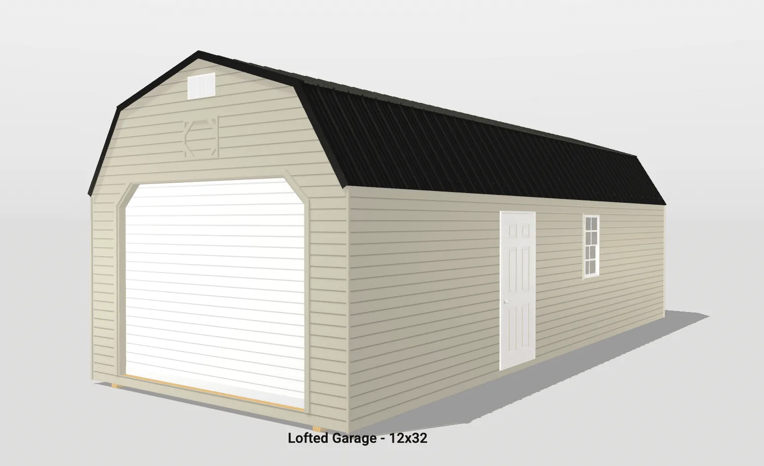 Lofted garage 12x32 with black roof siding