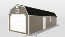 12x36 lofted garage with doors and windows