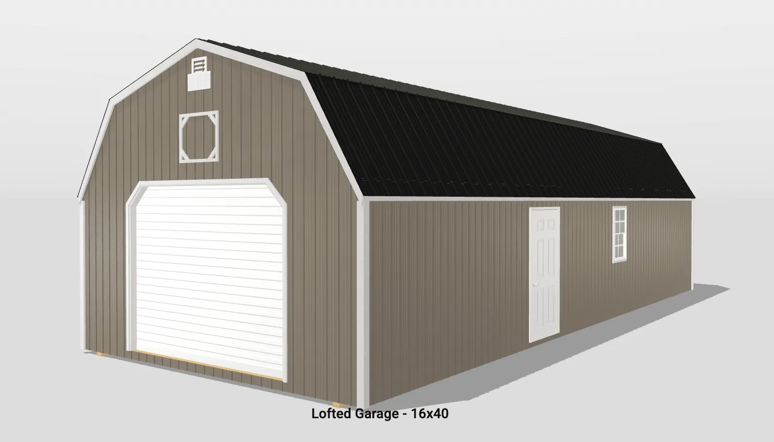 16x40 lofted garage with black roof