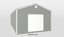 Durable 14x36 metal utility shed with double doors and ventilation for versatile storage solutions.