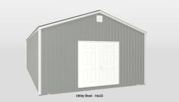 Stylish gray utility shed with double doors and ventilation for efficient outdoor storage.