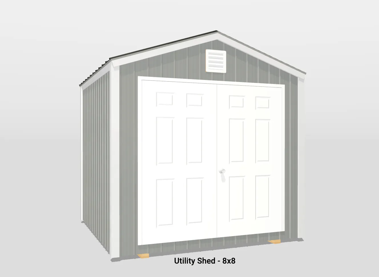 Stylish 8x8 utility shed with gable roof and dual access for outdoor storage solutions.