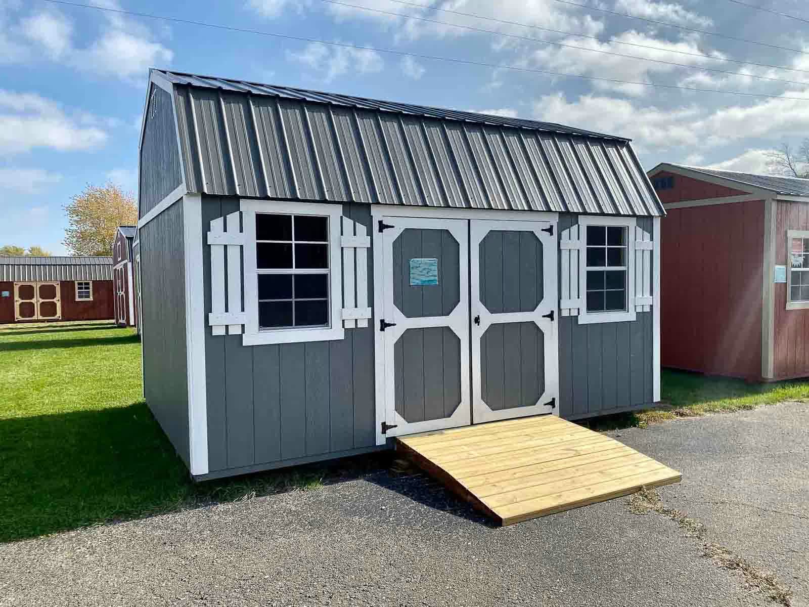 Amish-built shed with ramp at the Adrian, Michigan location