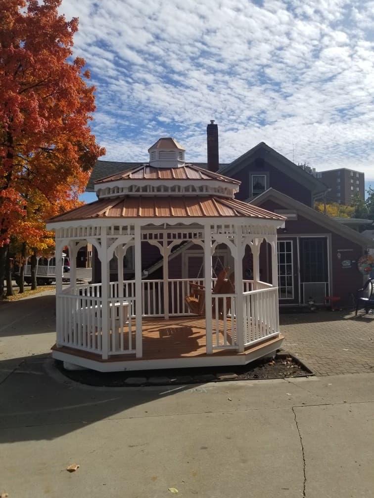 Customer double-roof Amish gazebo in Southern Michigan