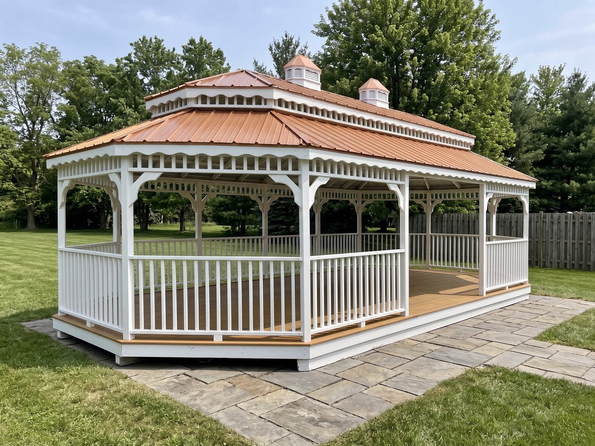 Amish-built large double-roof gazebo on a Michigan property