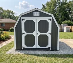 Amish-built barn with LP SmartSide siding, representative display photo