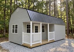 Amish-built lofted casita with vinyl siding, representative display photo