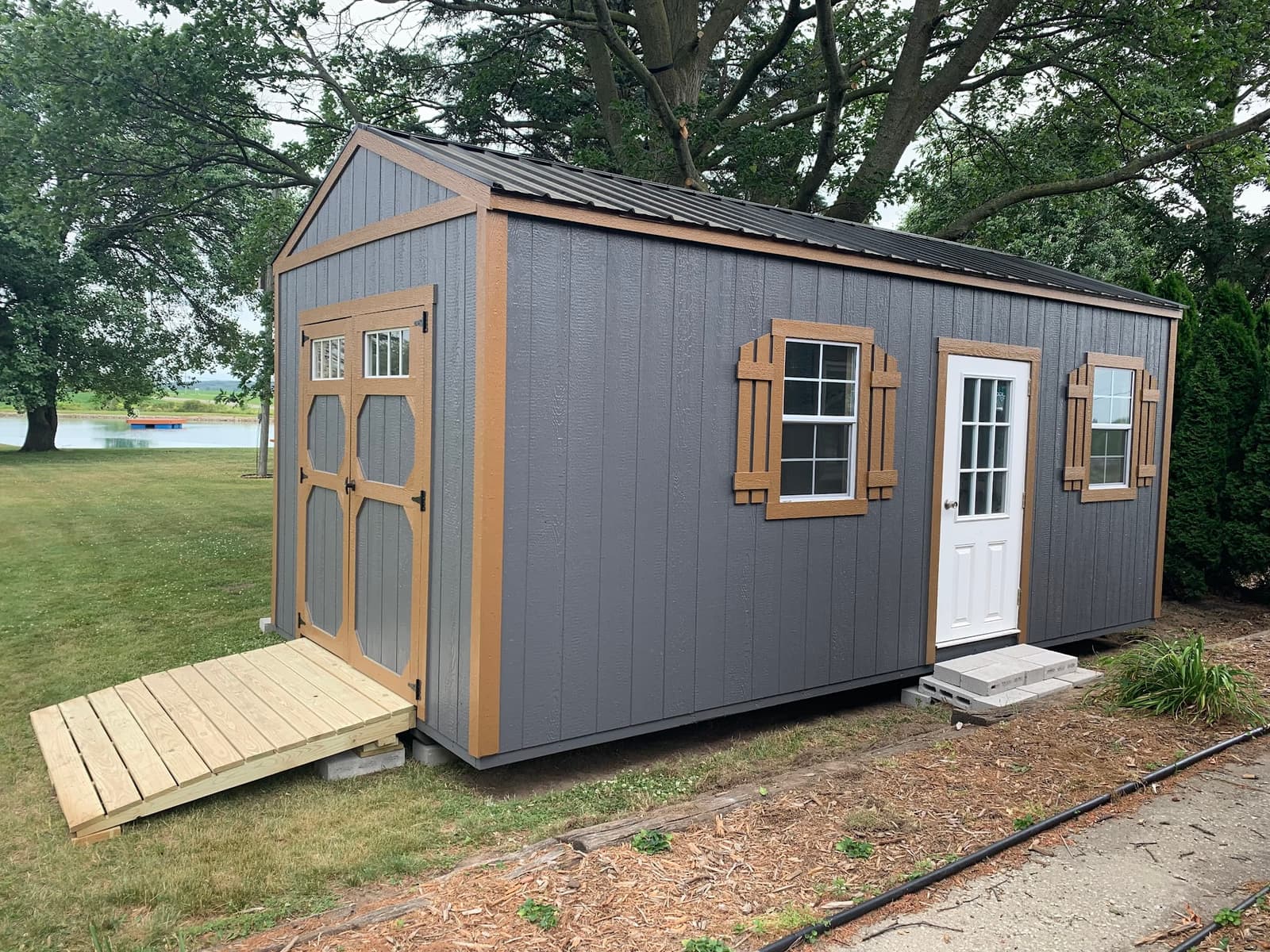 Amish-built studio shed at customer property in Southern Michigan