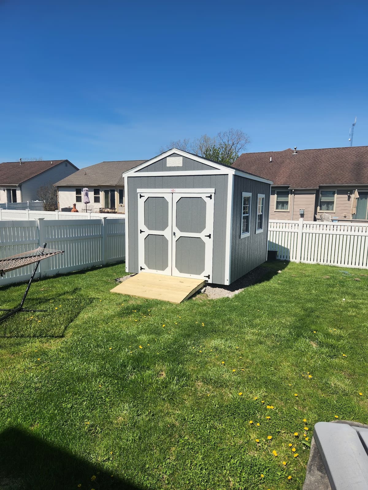 Amish-built utility shed at customer property in Southern Michigan