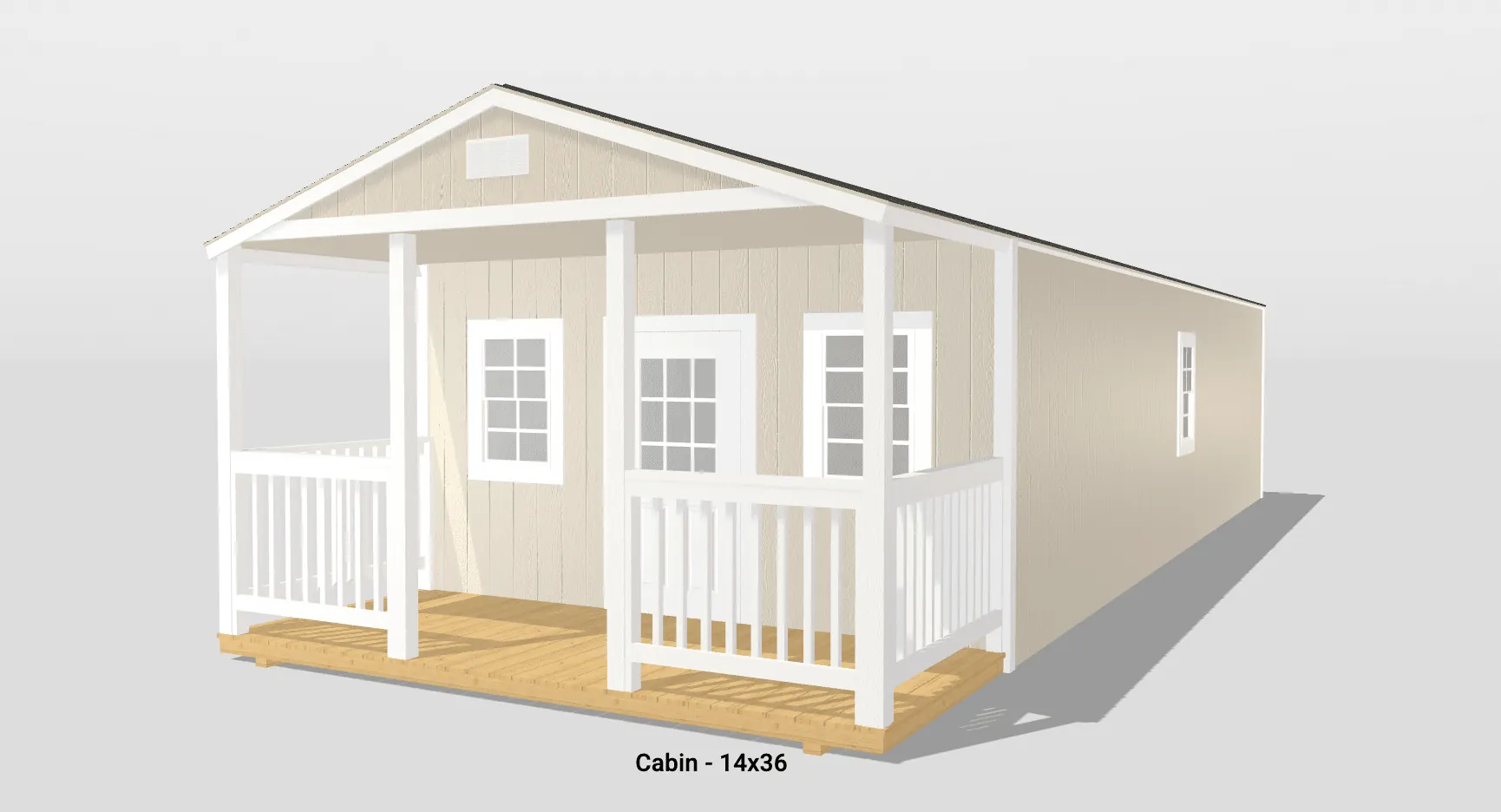 Tan cabin with porch, size 14x36.