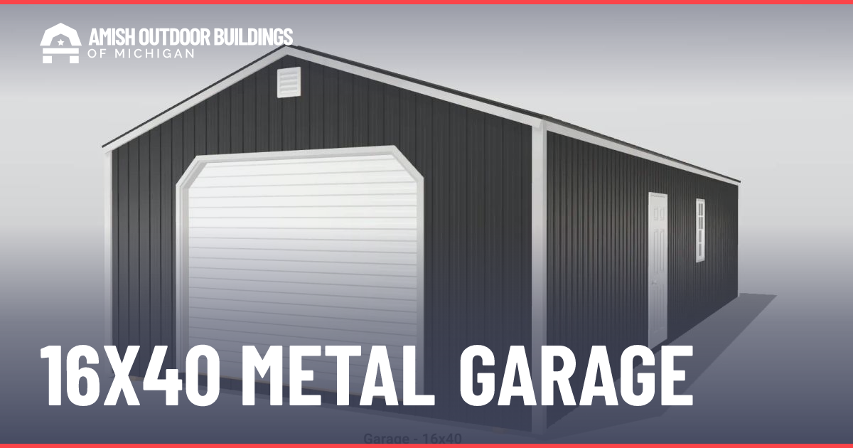 小物 Iron Garage 16x40 Metal Garage - Amish Garages